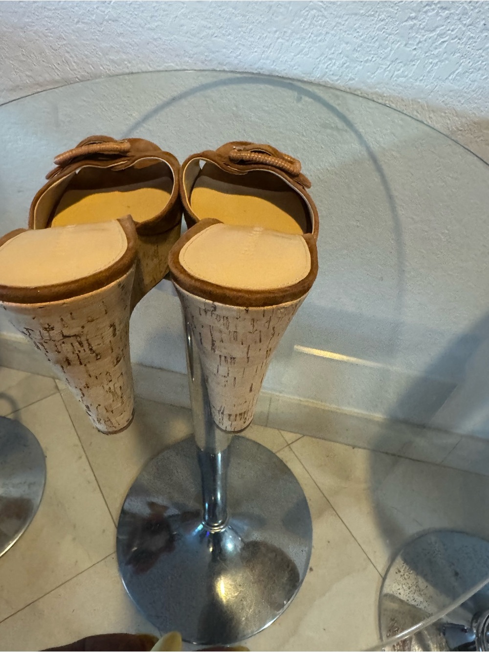 Veronica Beard Tan Suede Buckle Slide Mules - Picture 4 of 7